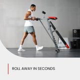 Finer Form Multi-Functional Adjustable FID Weight Bench and Roman Chair | 1,000 Lb Capacity, 23 Settings, Flat Incline Decline for Total Body Workouts, Transport Wheels, Exercise Chart Included