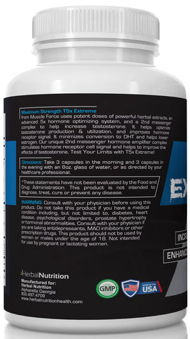 T5X Extreme Testosterone Booster for Men and Sexual Potency Increase Testosterone 30% One Bottle 180 Capsules