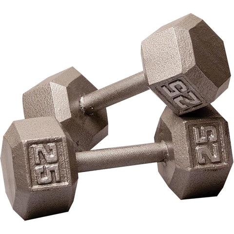 Body-Solid Cast Iron Hexagon Dumbbell, Hand Weights for Men and Women, Weight Dumbbells for Strength Training,